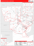 Beaumont-Port Arthur Metro Area Wall Map Red Line Style
